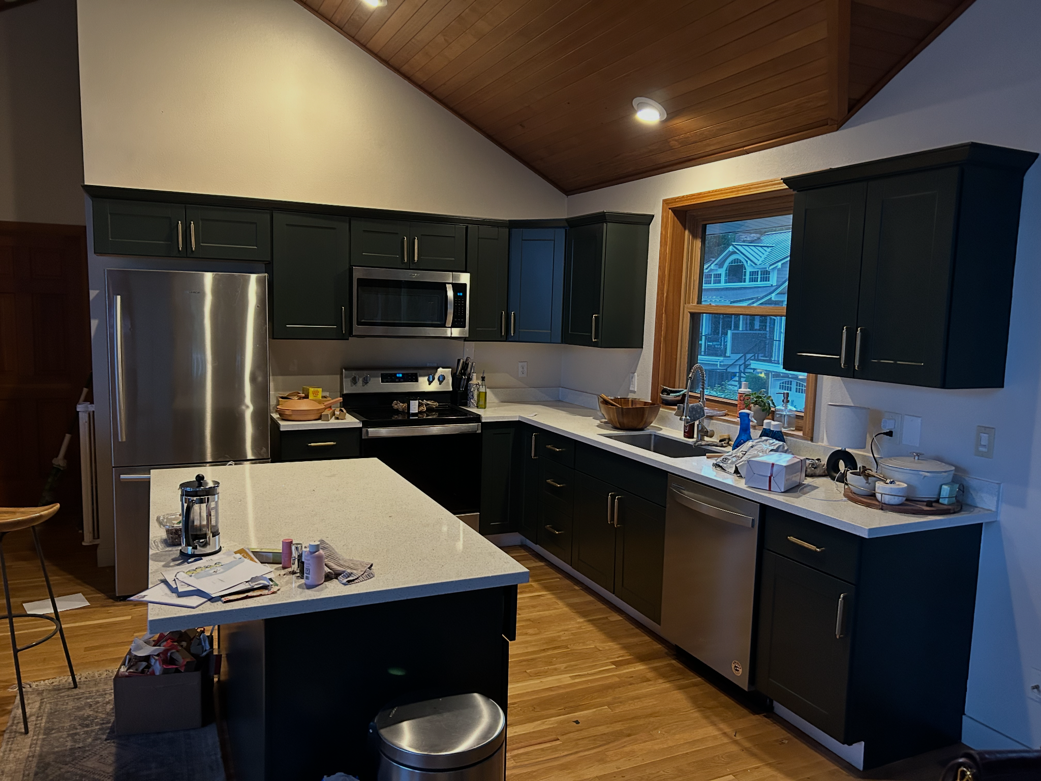 Kitchen cabinets after dark cabinet refinishing